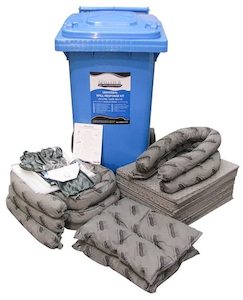 Spill Kits Spill Containment: SpillTech Universal Spill Kit Wheelie Bin - 120 Litres