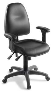 Chairs Seating: Spectrum 3 Lever Executive Chair in Black Leather - 2 Base Options