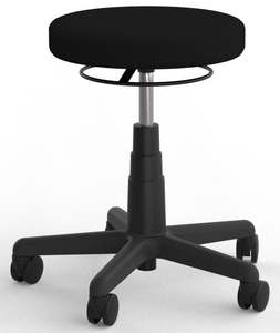 Knight Stool in Breathe Black Fabric - 2 Seat Heights