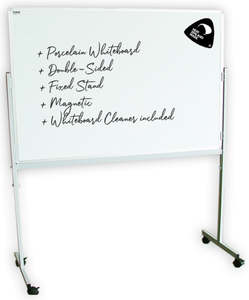 Porcelain Enamel Double-sided Mobile Whiteboard (Fixed Stand) - 11 Sizes