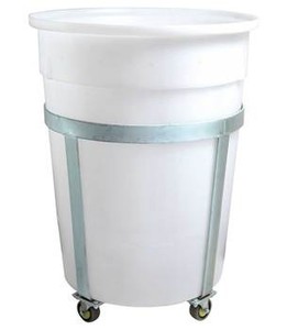 Bin Basket Trolleys: Large Round Mobile Plastic Bin - 150 Litres