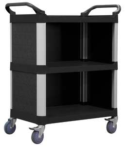 Bin Basket Trolleys: Enclosed 3 Level Plastic Service Trolley - 2 Sizes