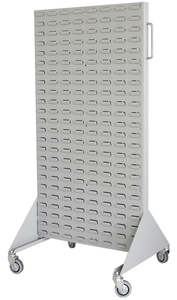 Bin Basket Trolleys: Double-sided Mobile Louvred Rack for Lamson Coloured Bins