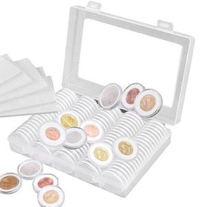 Stationary Office: Clear Plastic Coin Capsules with Storage Box