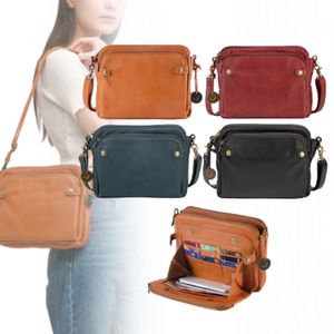 Accessories Bags: 3-Layer PU Leather Crossbody Bag with Card Holder