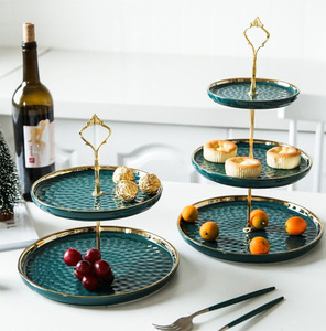 3 Tier Ceramic High Tea Stand Green