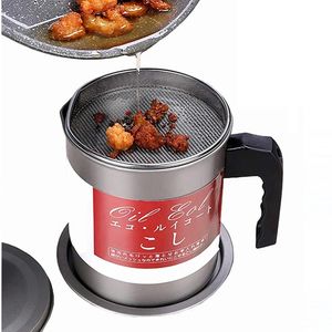 Home Living Kitchen Cookware: Stainless Oil Grease Container with Strainer