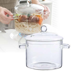 Home Living Kitchen Cookware: Heat-Resistant Glass Cooking Pot & Lid