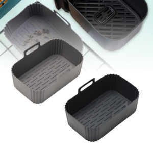 Home Living Small Kitchen Appliances 1: Non Stick Reusable Silicone Air Fryer Liner for Dual Air Fryer