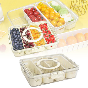 Home Living Kitchen Foodwrap Storage: Divided Serving Tray with Lid and Handle