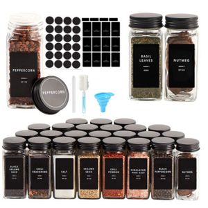 Home Living Kitchen Foodwrap Storage: 12-Piece Clear Square Spice Glass Jars with Lid & Labels Set