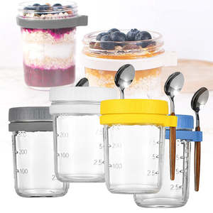Home Living Kitchen Foodwrap Storage: Overnight Oats Glass Container with Lid and Spoon