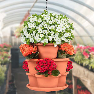 Home Living Home Decor Indoor Pots Planters: 3 Tier Vertical Stackable Planter - Terracotta