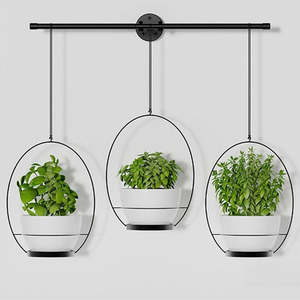 Home Living Home Decor Indoor Pots Planters: 3 Pot Hanging Planter Herb Rack Black