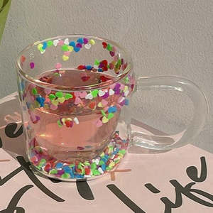 Home Living Kitchen Drinkware: Double Wall Colourful Glass Cups