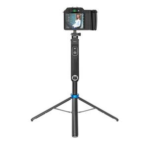 Premium Bluetooth Selfie Stick w 1.75m Quadpod, Camera Mount, Stabilizer - Black
