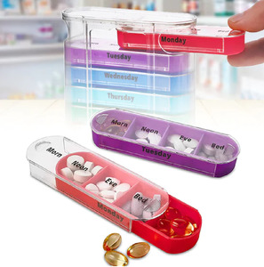 7 Day Pill Organizer – Weekly AM/PM Pill Box with 4 Daily Compartments