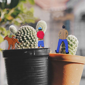 Diy Garden Pet Garden Centre Garden Art Decor: Wooden Funny Peeing Garden Stakes Set Of 3