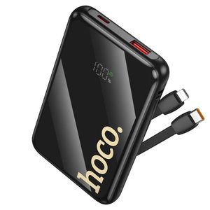 Electronics Computers: Hoco Q37 22.5W 10000mAH PD+QC Power Bank w/ 2 Built-in Cables Black