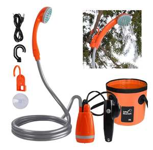 Sports Outdoors: Portable Camping Shower Kit with Folding Bucket