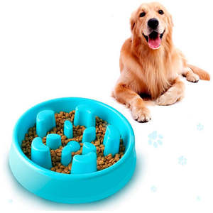 Dog Feeder Slow Eating Bowl - Blue