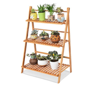 Garden: Foldable Bamboo Deco Plant Rack