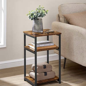 Storage Organisation: 3 Tier Side Table with Storage Shelf Narrow End Table