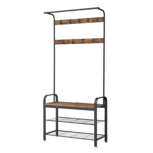 4-in-1 Hall Tree Coat Rack with Shoe Bench and Storage Shelves