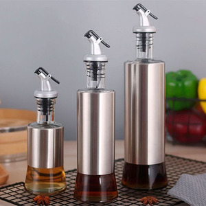 Home Living Kitchen Cookware: Stainless Steel Sauce Dispenser Bottles - 3 Piece Set