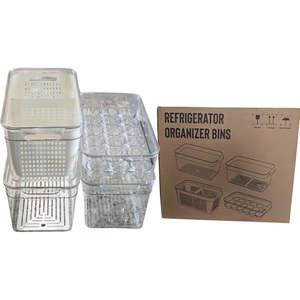 Home Living: Refrigerator Organizer Bins with Lids-4Pack