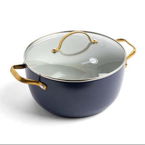 Home Living: Greenpan Padova Navy Blue Pfas Free Covered Casserole 24Cm/4.7L