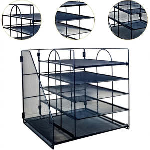 Storage Organisation: 5 Tier Paper Tray Organizer with File Holder