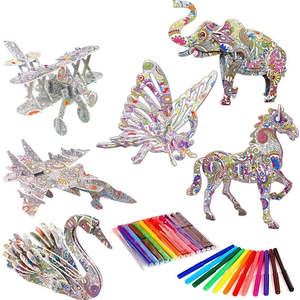 Toys Games: 3D Coloring Puzzle Set 6 Pack/24 Pen Markers Type C