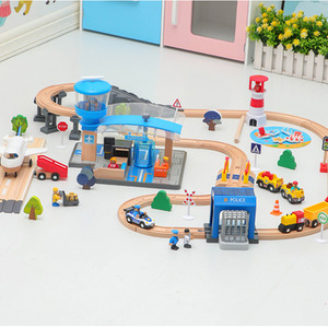 Toys Games: Wooden Train Tracks & Trains Construction Toy Airport