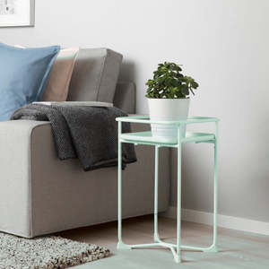Garden: Modern Loft Metal Side Table Flower Stand Square Mint