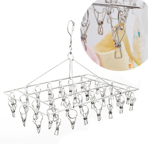 Stainless Steel Clothes Hanger With 36 Clips