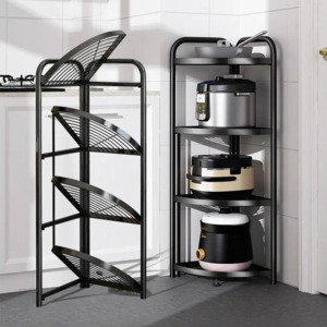 Stationary Office: Foldable 4 Tier Steel Corner Shelving Unit
