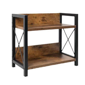 Rustic Industrial Storage Shelf – 2-Tier Wooden Metal Organizer Rack