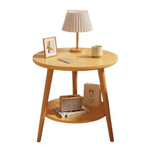 Home Living: Round 2-Tier Wooden Side Table - 50cm