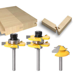 Tongue and Groove Router Bit Set 1/4'' Shank T-type Woodwork Milling Cutter 3pcs
