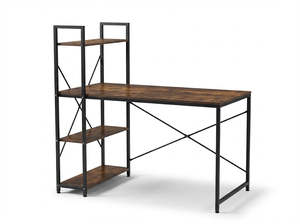 Industrial Computer Desk with Storage Shelves