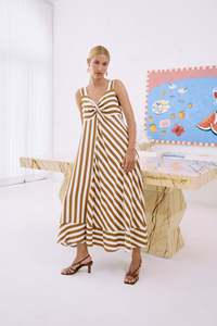 Dresses: eb&ive Treville Stripe Tank Maxi Dress - Caramel