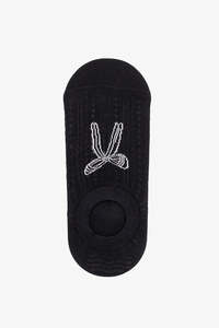 Accessories: Antler No Show Sock - Black with White Bow