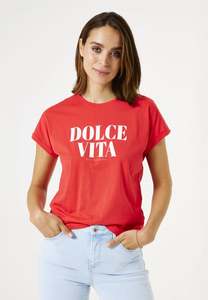 Sale Rac: Garcia Dolce Vita T-shirt - Ruby Red