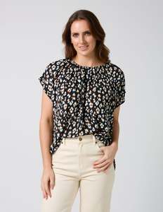 Sale Rac: Stella + Gemma Clio Blouse - Navy Leopard