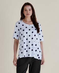 Sale Rac: Betty Basics Riley Tee - Navy Polkadot