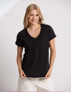 Best Sellers: Stella + Gemma Soho Cuff V Tee - Black
