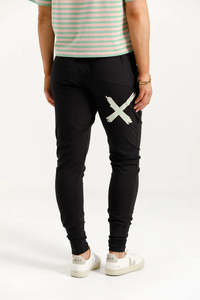 Home-lee Apartment Pants - Black with Candy Apple X