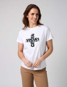 Stella + Gemma Ace Tee Leopard Cross - White