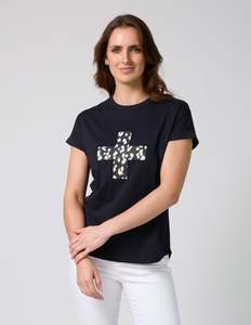 Tees: Stella + Gemma Soho Tee Leopard Cross - Deep Navy